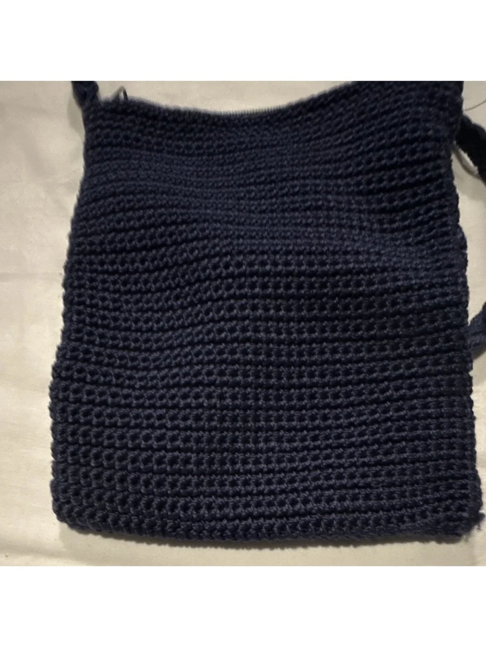 Navy Crochet Crossbody Bag w/ Strap + Matching Coin Purse Keychain Small